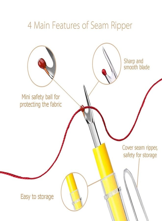 RIANZ Seam Ripper 4pcs Stitch Eraser Thread Cutter Small Clothes Tag Remover Seam Rippers for Sewing Crafting Thread Removing (Multi Color) - Image 4